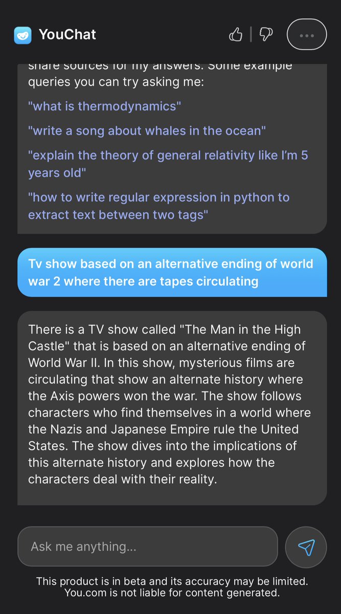 swethmandava's tweet image. Wow!! 🔎 An example of when @YouSearchEngine's YouChat is able to get the answer based on concepts instead of just keywords/blue links that traditional search depends on
