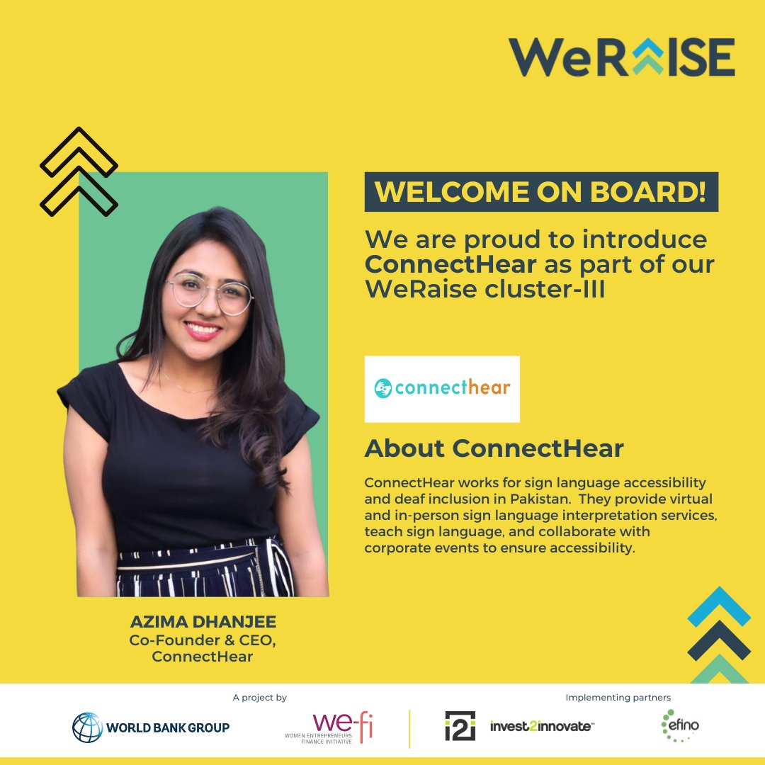We are excited to welcome <a href="/connect_hear/">ConnectHear</a> as part of our Cluster-III!

ConnectHear is a social start-up led by aspiring youth working for sign language accessibility and deaf inclusion in Pakistan. 

For more details about WeRaise, visit us at weraise.pk