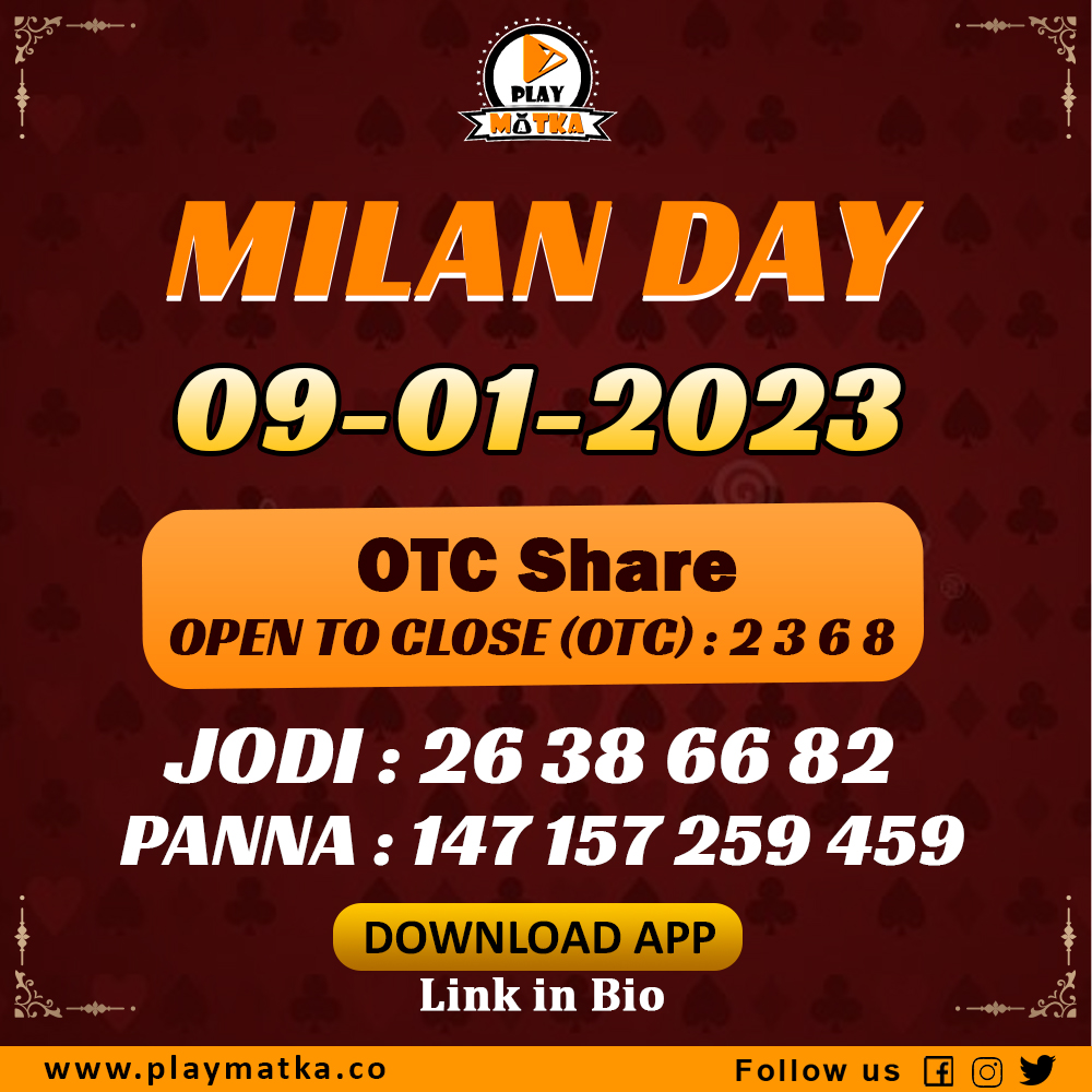 playmatkaapp's tweet photo. Today Milan Day Open and Close Guessing
Download our app: https://t.co/srrTreRtbm
#milanday #milandayopen #milandayclose #playmatka #sattamatka #sattamatkaresult #sattabazar #sattaking #sattamatkatips #dpboss #satta #INDvSL #BigBoss #BreakingNews #entertainment https://t.co/cN9De7Oi7P