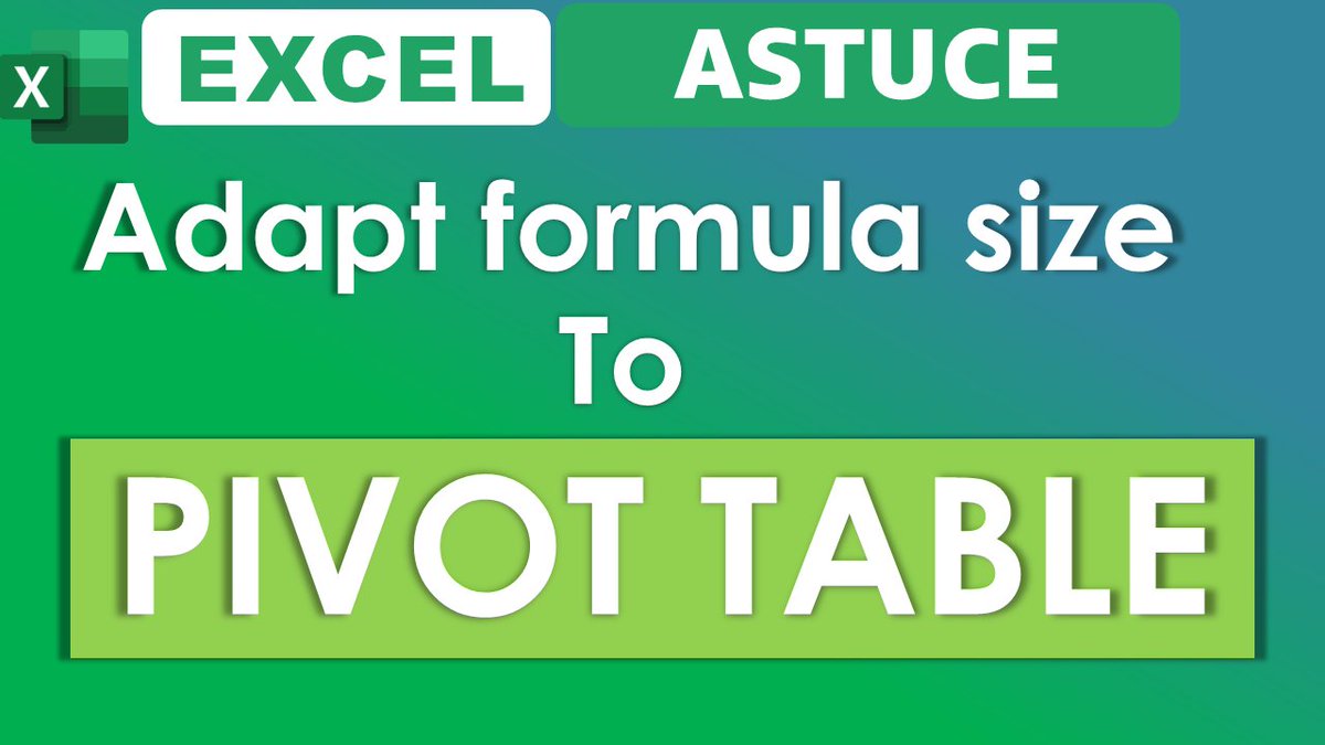#Excel #PivotTable
Make your formulas move when your pivot table change size
Vidéo: youtube.com/watch?v=iwAZ99…