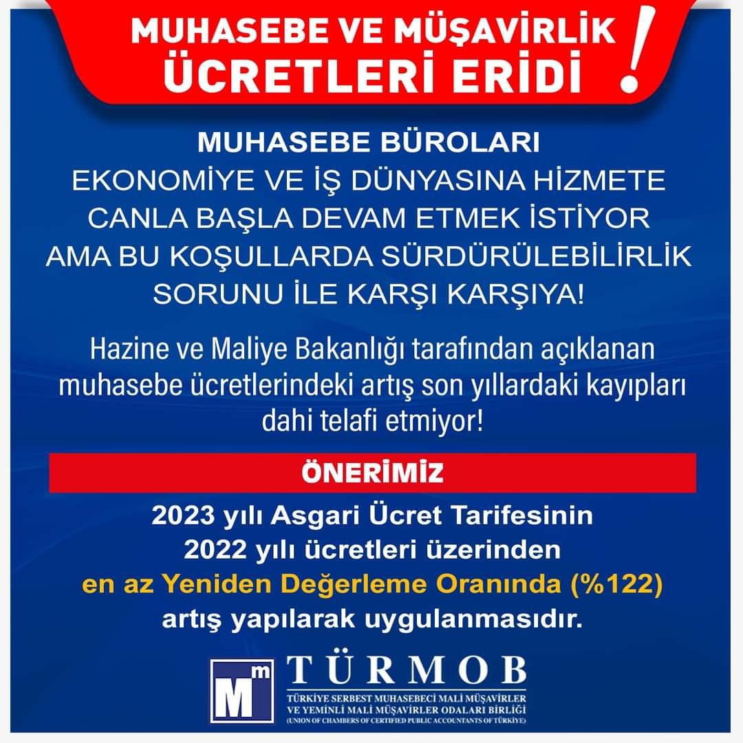 MUHASEBE VE MÜŞAVİRLİK ÜCRETLERİ ERİDİ!..
👉 bit.ly/3CxEWKq