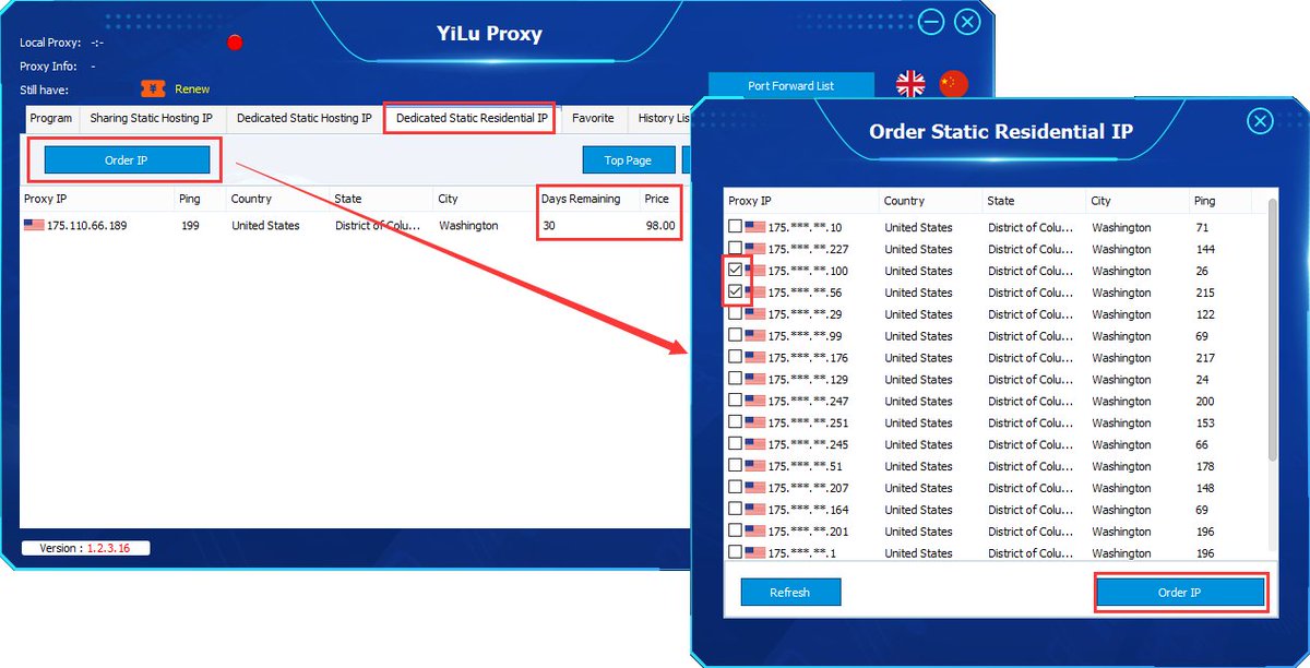 YiLu_Proxy's tweet photo. #911s5 proxy alternative
YiLuProxy v1.2.3.16
1. Add dedicated static residential IPs;
2. Add Zip code to search dynamic IPs function.
https://t.co/UPiKAS4xak
https://t.co/HNvI5jhA5g
#911proxy #911s5 #socks5proxy alternative #yilusocks5 #yilus5 #yilu https://t.co/NDctDzpF3a