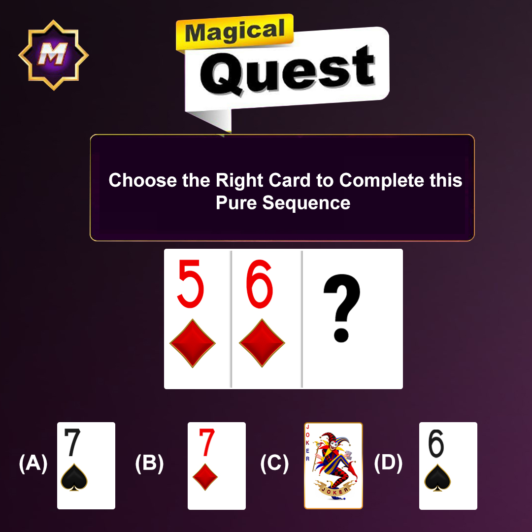 MagicRummyGames's tweet photo. Contest Alert ⚠️ 
Which card will complete this sequence? A,B,C,D🤔
.
#contest #rummy #scrummy #rummygame #onlinerummy #rummyonline #rummynosetetra #rummycircle #ginrummy #rummyapp #rummytime #indianrummy #playrummy #rummy500 #rummytournament #rummys #mobilerummy https://t.co/aYEripM2eT
