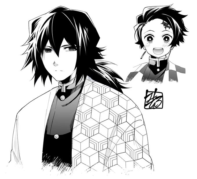リハビリとして久々に義&炭描いた!こんなだったかな?! 