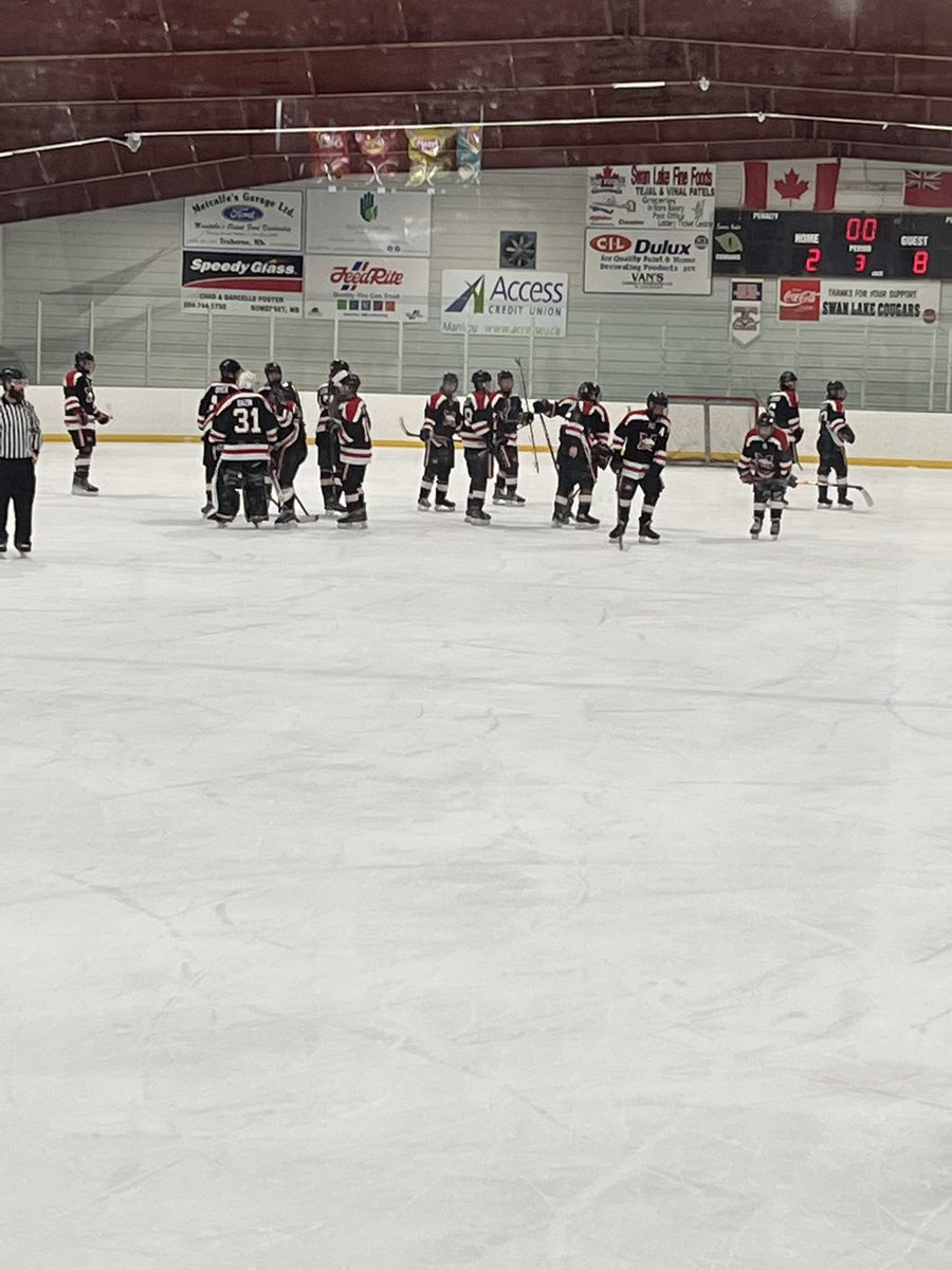 Mustangs lose to Morden 8-2. Goals from Bourdeaud’hui and Lesage