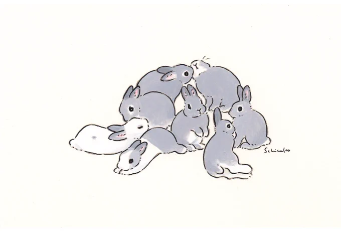 販売中の原画です。(オンラインからどなたでも申し込めます)展示は10日までなのでぜひ見にいらしてください#私のうさぎ展 #阪神百貨店 