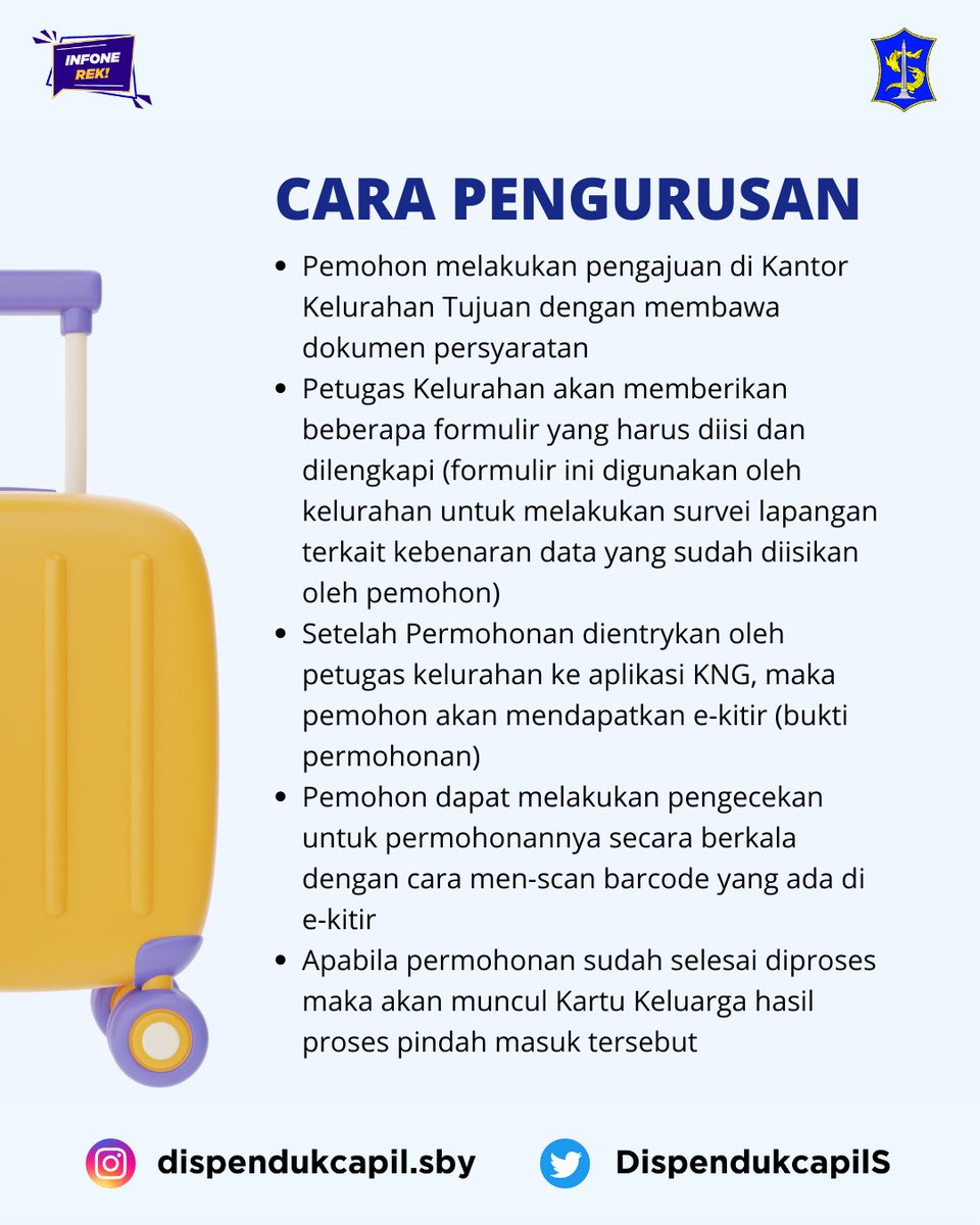 Halo Sobat Adminduk, Selamat Hari Senin. Yuk Semangat. Hari ini miminduk mau memberikan informasi nih bagaimana pengurusan pengajuan Pindah Masuk ke Surabaya.

Yuk cek postingannya bestieee