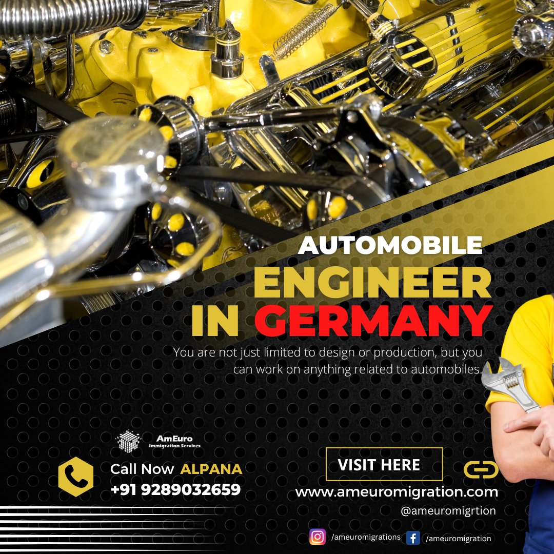 ameuromigrtion's tweet image. ~ Automobile Engineer in Germany..... 
☎ Tel.: Call Alpana +91 9289032659
📮 Email: info@ameuromigration.com
💻 Web: ameuromigration.com
.
#ameuromigration #automobileengineer #automobile #engineer #germany #germanyvisa #germanystudyvisa #germanyjobvisa #workvisa