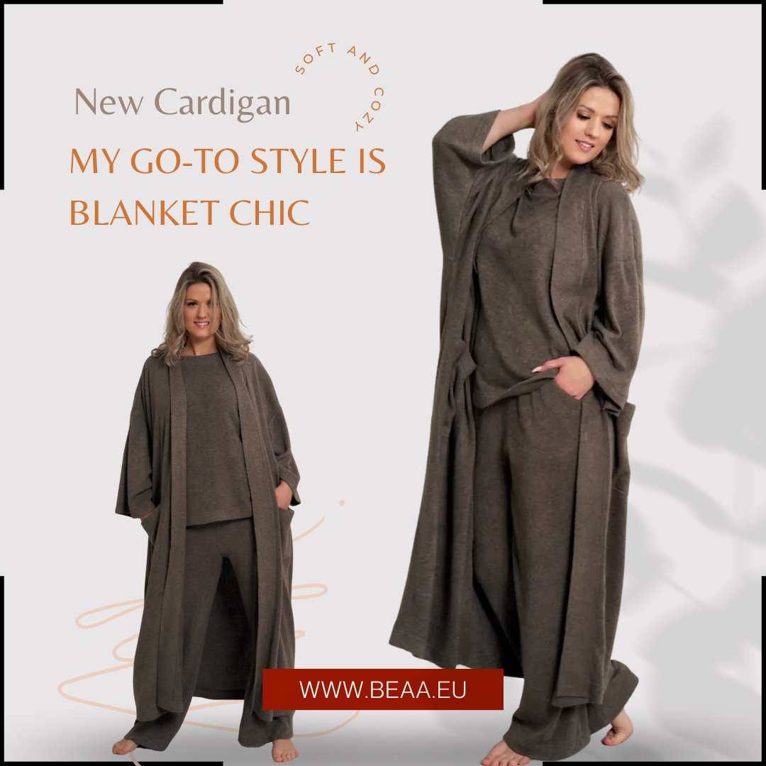 bea_a_design's tweet image. A soft, cozy cardigan from BeaA can definitely make you feel good at home!😍😍
There&apos;s something about wearing a comfortable, warm cardigan that makes you feel relaxed and at ease. 

beaa.eu 🛍

 #sosoftandcomfy #harmonybody #harmonyhome #bamboopjsset #loungewear