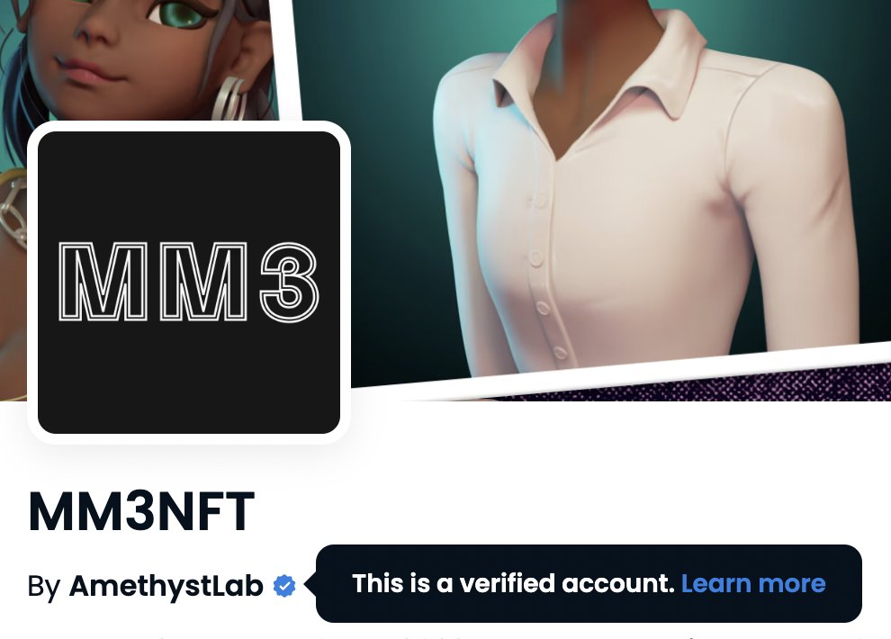 HUGE step forward! Thank you <a href="/opensea/">OpenSea</a>! Collection verification is next! 💋

#verified #opensea #mm3nft #amethystnft