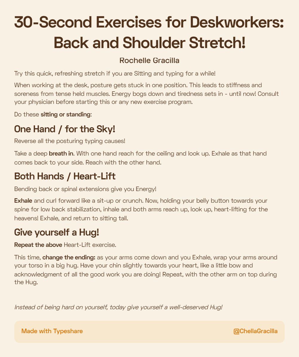 ChellaGracilla's tweet photo. Linking the breath to movement brings Energy and Calming Focus!  #Ship30for30  #Exercise  #Deskworkers https://t.co/o1eRLd5HdR