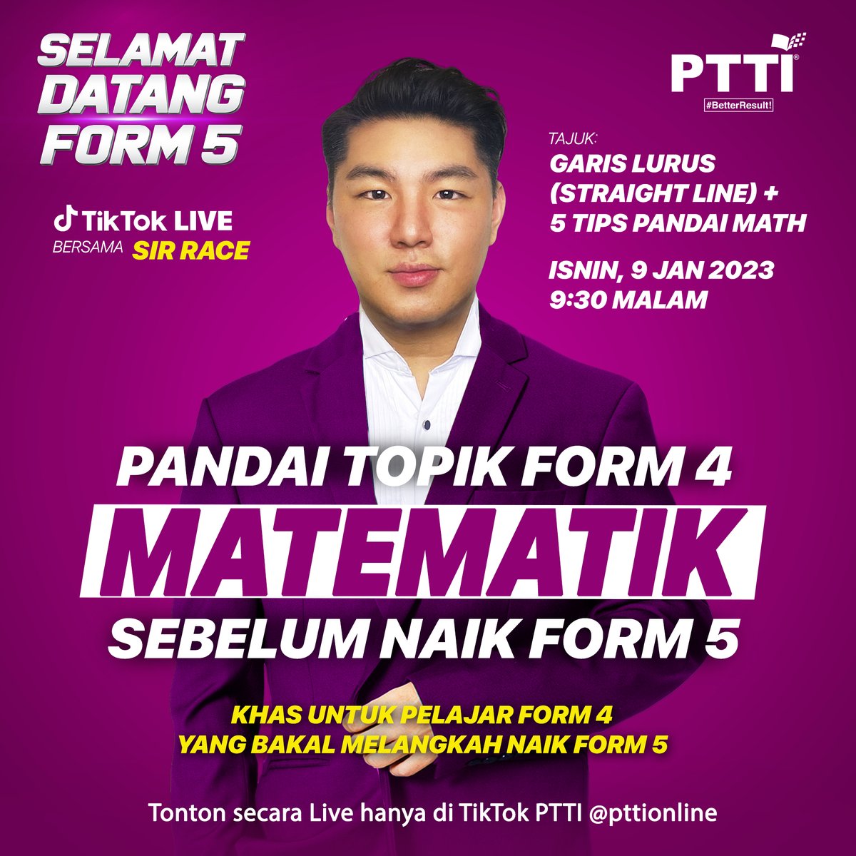 PTTIOfficial's tweet photo. Dah Nak masuk Form 5, Matematik masih Gagal?

Sebelum langkah Form 5, jom cover topik form 4 yang selalu student tak tahu nak jawab malam ini bersama Sir Race di TikTok live PTTI.

DM kami untuk info lanjut https://t.co/PdKwnvgGRv
