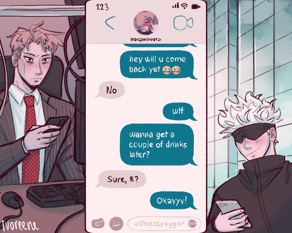 ivoreene's tweet photo. they kept each other’s contact info :) 
#nanago #五七 #JujutsuKaisen #jjk https://t.co/yYMkH8MG1U
