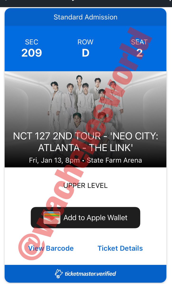 wachellesworld's tweet photo. selling 1 NCT 127 ticket for Atlanta 1/13 !!! bought it for $126.70 selling for $100 !!! willing to negotiate :) #NCT127 #NCT127_NEOCITY_THE_LINK #nct127inatlanta https://t.co/vtNstDbg7F
