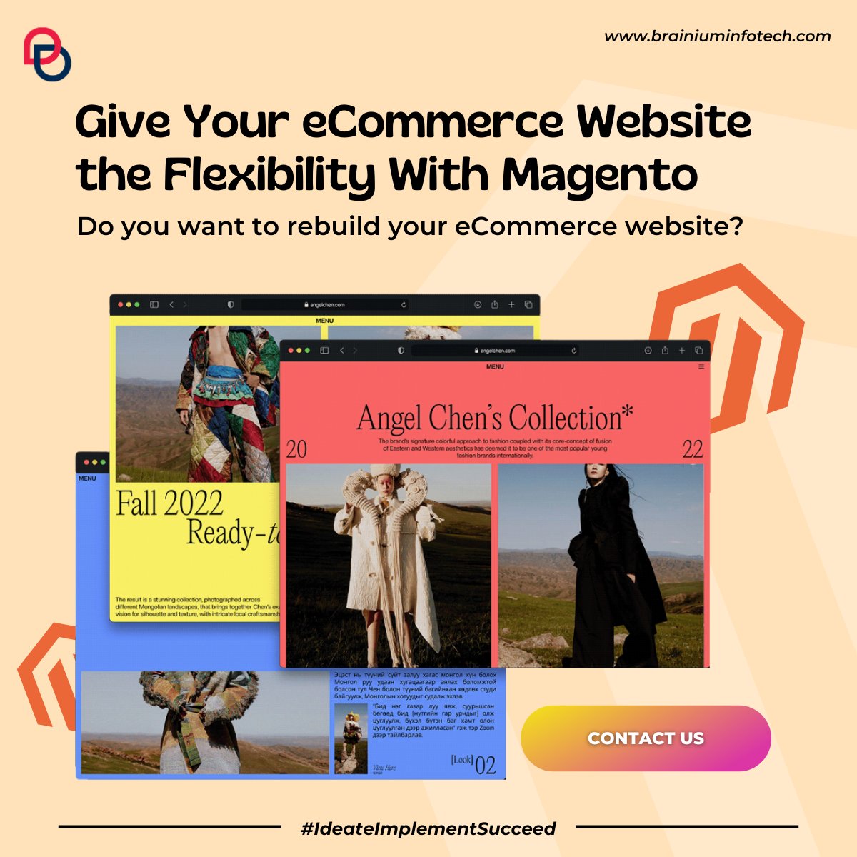 A flexible framework like Magento helps you to build a highly scalable website that delivers optimum user experience.

Think about tomorrow. Build your Magento eCommerce website with us!

#ecommerce #webdeveloper #business #ideateimplementsucceed https://t.co/qjLDTGltgi