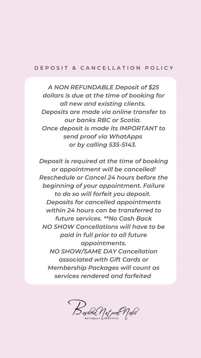 BNNails's tweet photo. Important Update !!! Please read our new deposit &amp; cancellation policy. #thanksinadvance https://t.co/8sx5D0uJi5