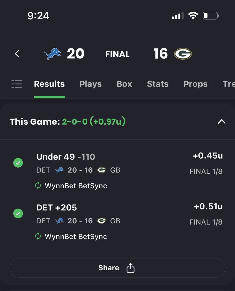 I hope some of you took a chance on #onepride with me. What a game!

#gamblingtwitter #nflpicks #DetroitLions #DETvsGB