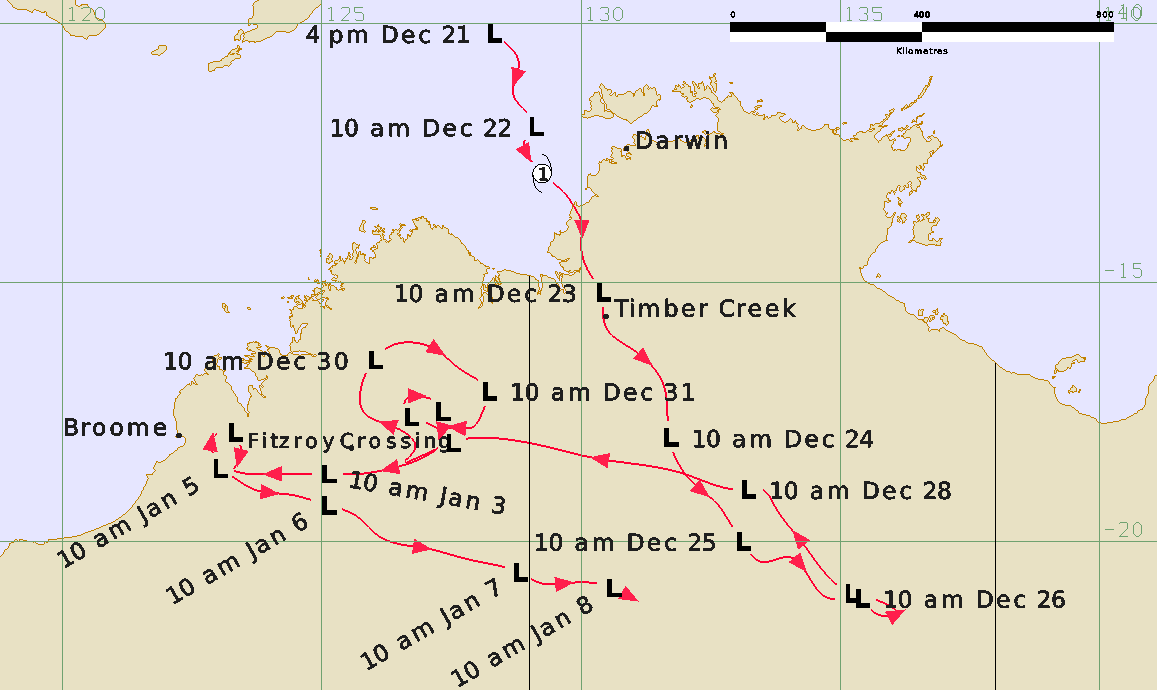 BOM_NT's tweet photo. For the better part of 3 weeks, ex-Tropical #CycloneEllie has been touring around the #NT and #WA, dropping intense rainfall throughout and resulting in flooding and significant road closures.
Flooding remains a risk - https://t.co/C3SSKyX6ru https://t.co/GuBmfCqX56