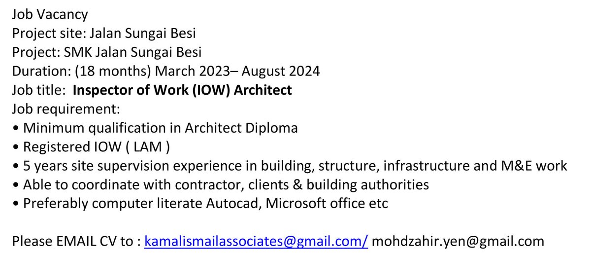 zaher388's tweet photo. Job Vacancy for IOW (Architect) https://t.co/qxr0DnbpEE