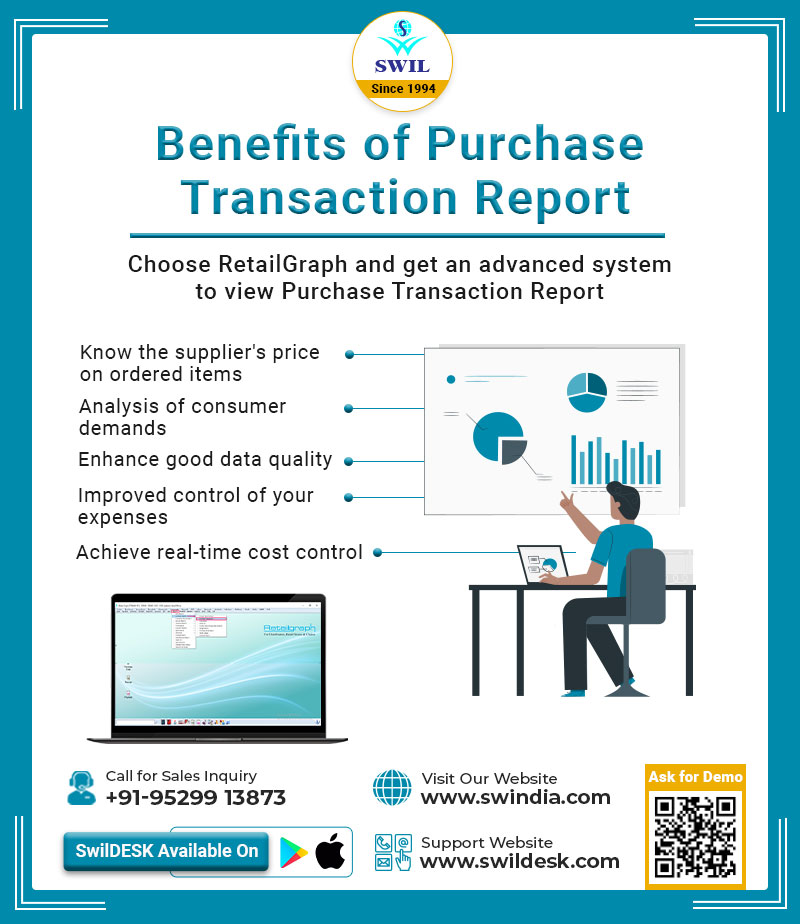 Retailgraph's tweet image. Transactions reports are available using the SWIL software #RetailGraph.
View the #PurchaseTransactionReport quickly and use it to manage your purchase. 
Call for Sales Inquiry📲+91 9529913873  
Visit👉zcu.io/tdUj 
 
#SwilSoftware #SwilCompany #SoftwareSolution #SWIL