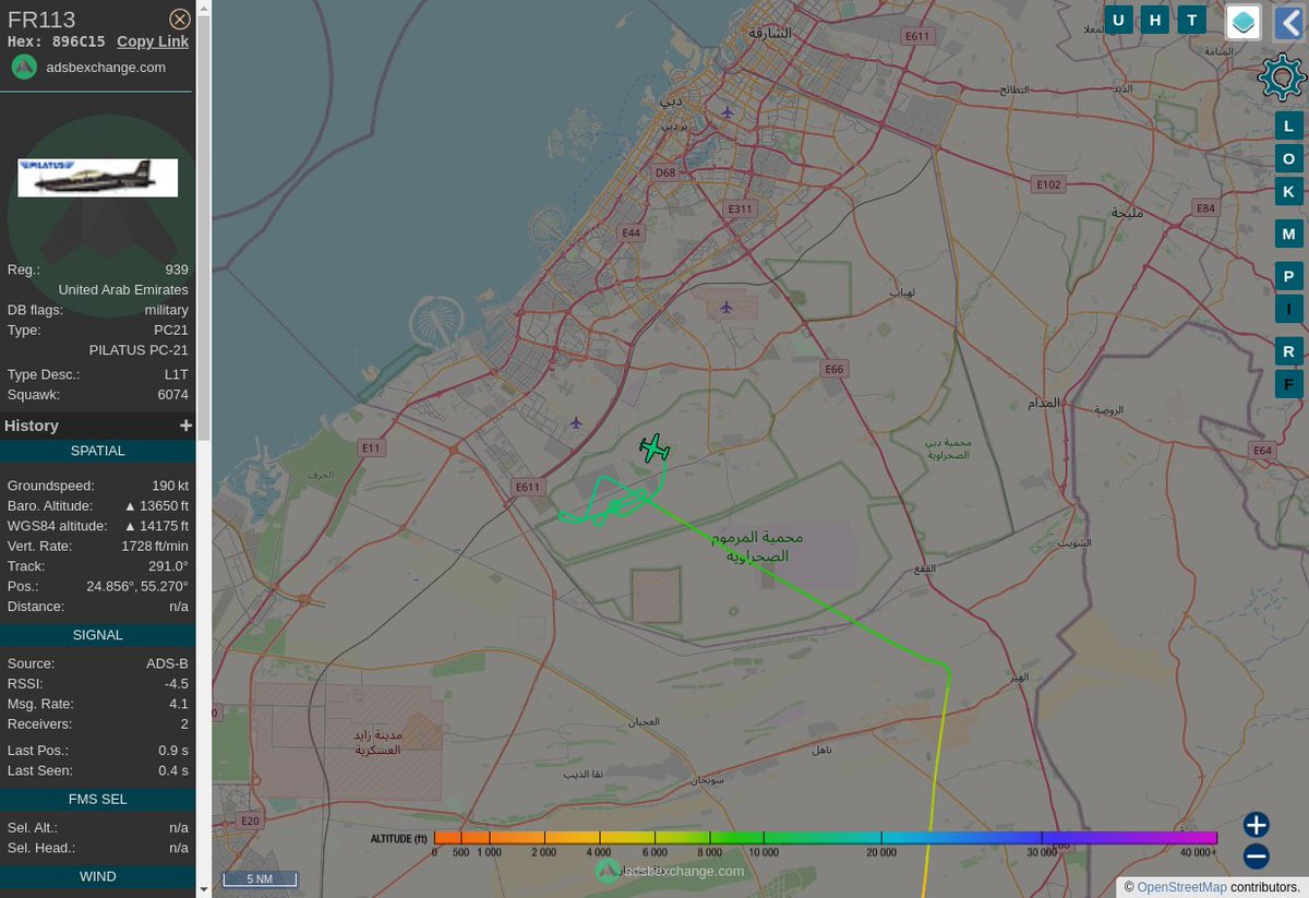 Radar_Assistant's tweet photo. MULTI ADSBX MANOEUVRING ALERT : At time Mon Jan 9 04:32:22 2023 #FR113 was likely to be manoeuvring at FL127
near دبي, الإمارات العربية المتحدة #AvGeek #ADSB https://t.co/SUJEehXFDm https://t.co/B06FUojMeH