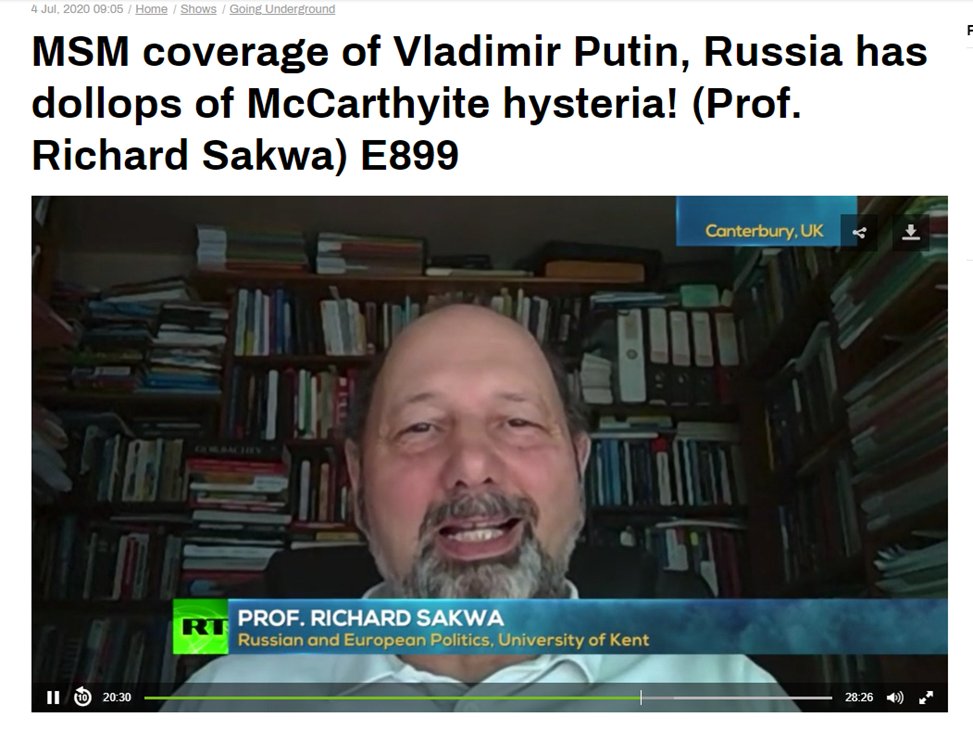 jasonkeays's tweet photo. Putin apologists like to quote Richard Sakwa.

Sakwa is a honorary professor at Moscow State University and often appear on RT News, Putin state owned television madr for Western audience.

His book about Ukraine got fact checked in 2016; https://t.co/6glqWLFBeW https://t.co/aGxvVs5u8H