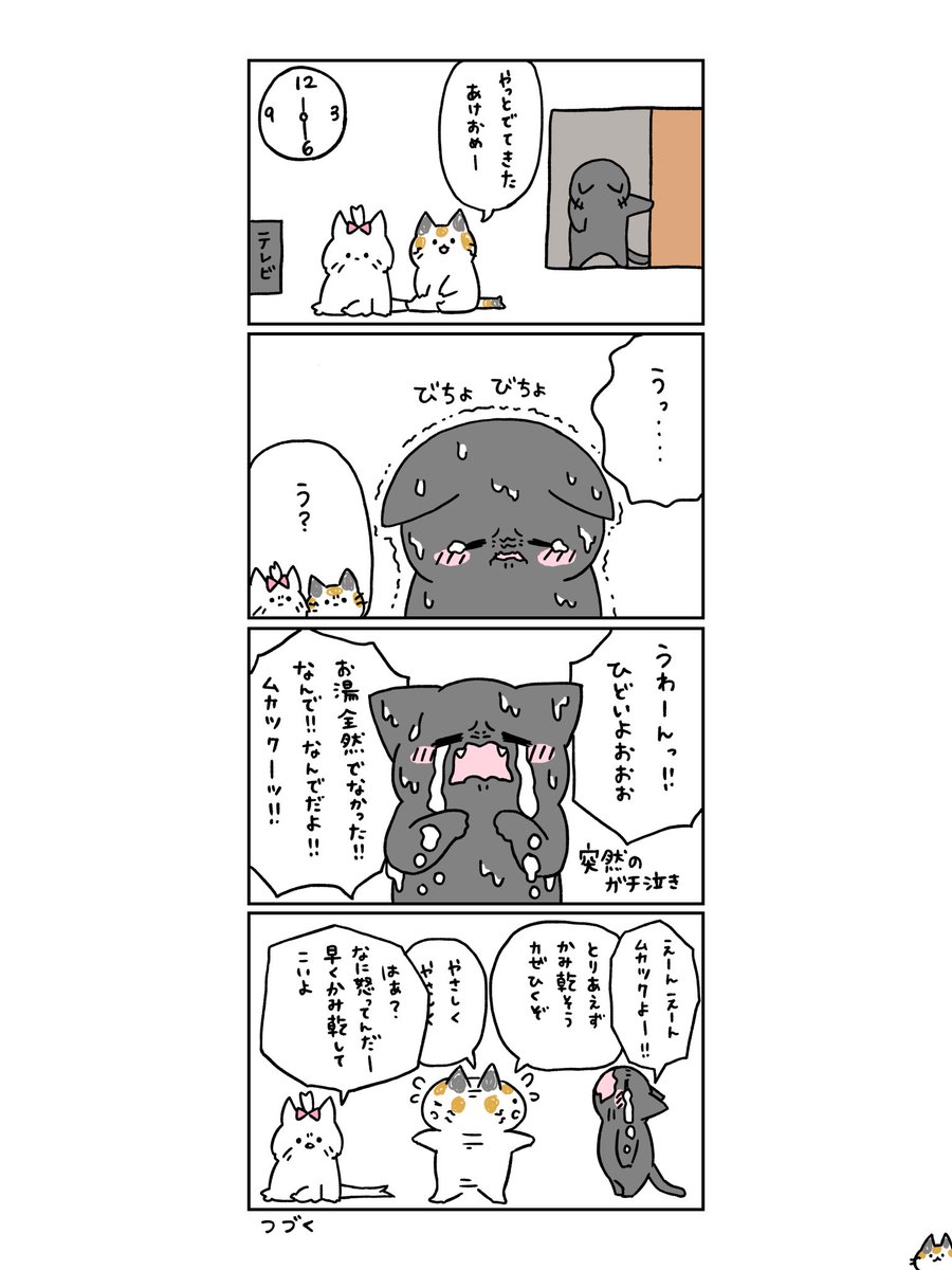 年末年始。第二話。
酔っぱらいには冷水がキツすぎた。 