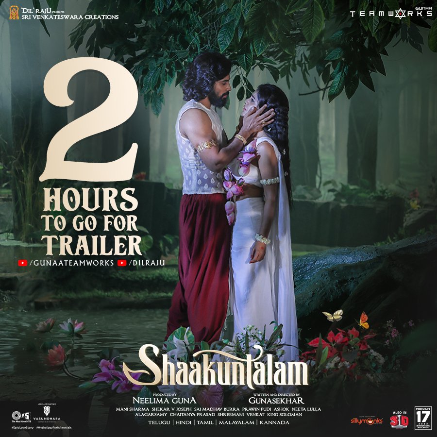 An #EpicLoveStory that takes you back in time 🤍✨

2 hours to go for #ShaakuntalamTrailer 🕛