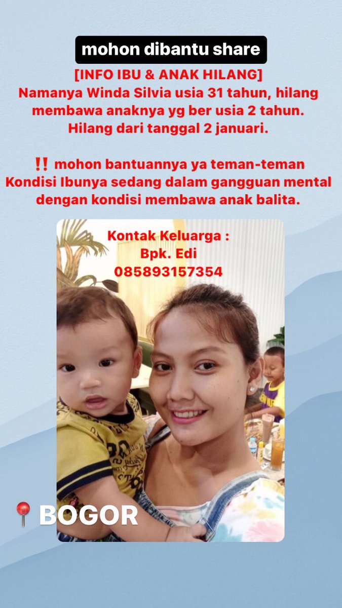 TMCPoldaMetro's tweet photo. Info Orang Hilang :
@Rini_Arida
https://t.co/y8UroFhsi3