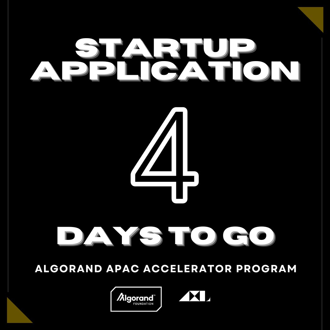 AxlVentures's tweet image. GM⭐️Last 4 days to apply for the @Algorand APAC #Accelerator Program as a #startup! 🙌🏼

🚀Successful projects will get a USD 50K investment for 5% Equity, at a $1,111,111 USD post-money valuation cap!

✅Apply now: axl.ventures/accelerator

#ALGO #Funding #Founder #Entrepreneur