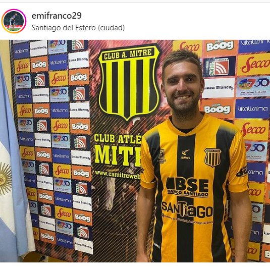 NoticiasPambol1's tweet photo. ¡NUEVO DESAFIO! 

El futbolista Emiliano Franco es nuevo refuerzo del Club Atletico Mitre de la Primera Nacional de Argentina, llega procedente de Tepatitlan FC de la Liga de Expansión Mx. https://t.co/j5uYPxlN2l