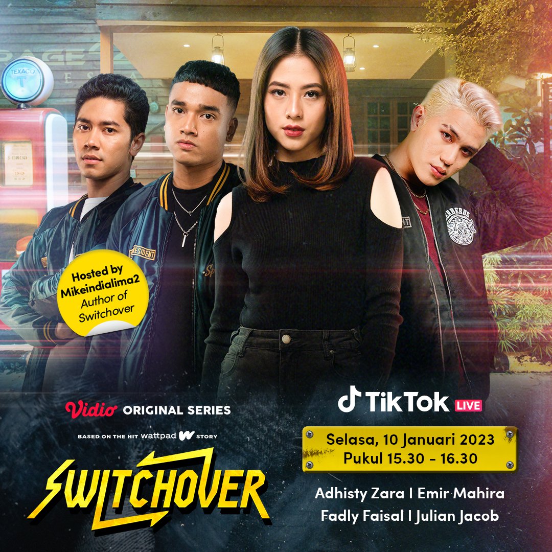 vidio's tweet photo. LIVE dari TikTok, yuk kita temu dan bincang bersama cast Vidio Original Series: Switchover! Mulai dari membahas jalan cerita hingga mengupas tuntas karakter yang diperankan! Jangan sampai terlewat ya~

#SemuaAdaDiVidio https://t.co/mLhVgZlGJx