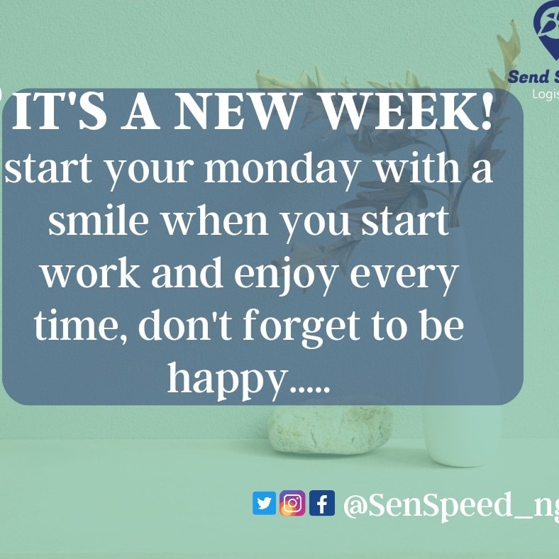 Cheers to a new week!🥂

New ideas, new
 innovations, new motivations and more.
 It will be yours starting this week. happy new year!

Your reliable partner
 @SendSpeed_ng cares

Call Now
💌☎️09047006373 / 08028571242

#Happyneweek
#positiveattitude
#Everydayerrands #ududelivery