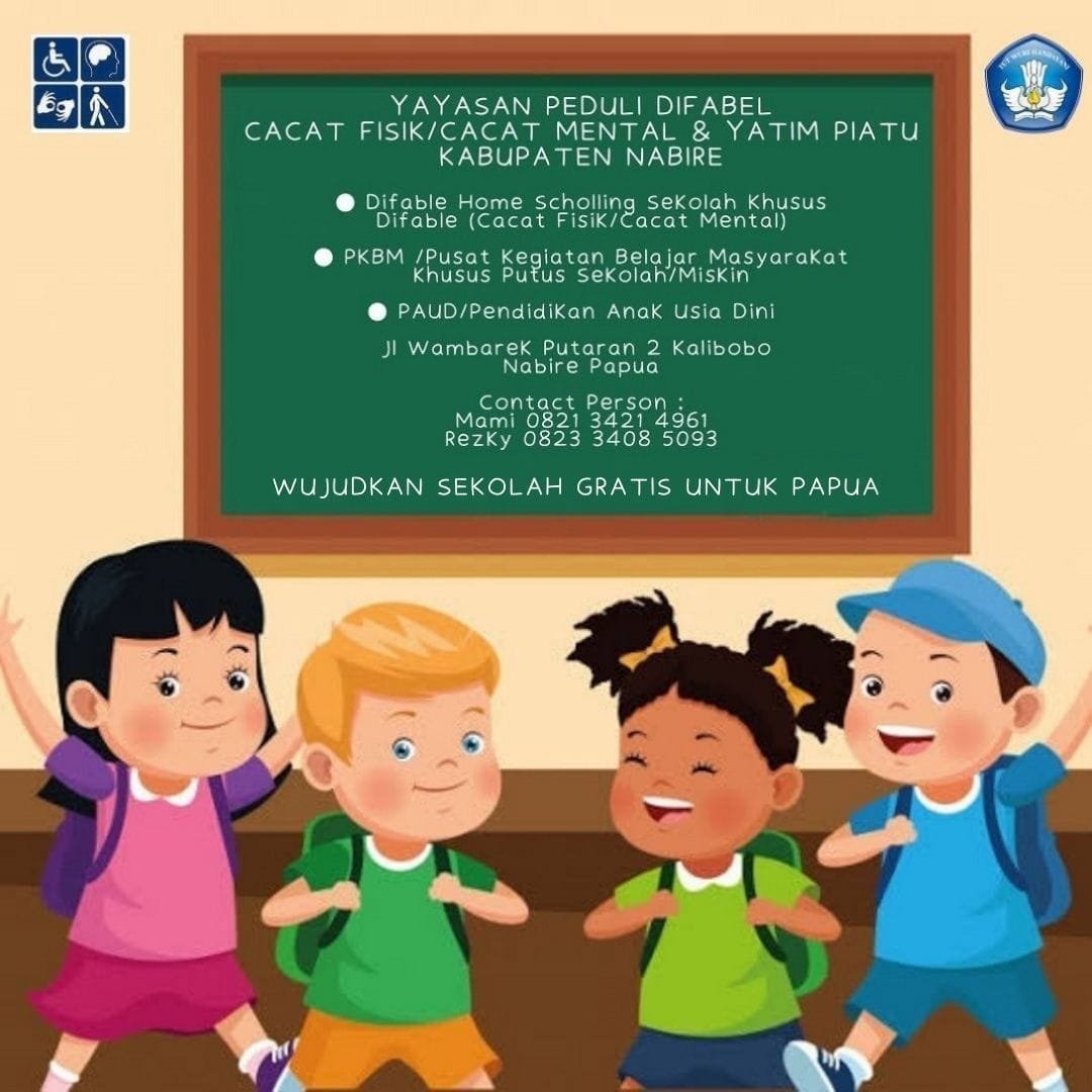 nabirenet's tweet photo. #iklan #promoiklan #nabire #difabelnabire #yayasandifabelnabire #homeschooling #paud #tk #difabel #yayasanpedulidifabelnabire #difabelpapua #pkbmdifabel #pauddifabel #tkdifabel #nabire #deiyai #paniai #intanjaya #dogiyai #papua #biak #serui #papuatengah https://t.co/SIcM3S4sXF