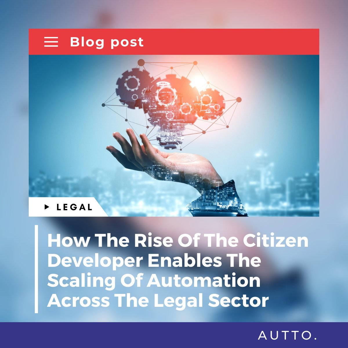 AuttoIO's tweet photo. In this blog post we look at how the citizen developer 
and how they are unlocking automation within the legal sector.
Read the blog post here: https://t.co/To4EnyEgJF
#automation #scale #legal #law #legalsector #legalinnovation https://t.co/KXR3fCrKB6