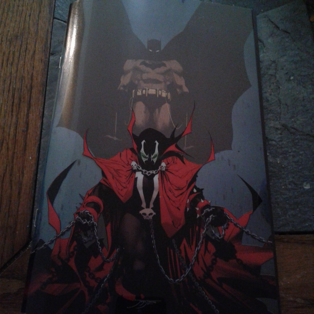 Spawners218's tweet photo. Here we are i got the #Spawn #batman issue  #1 Cover L Variant By Jorge Jimenez Acetate Cover ! This is a beauty!  💚💀💚 more to come #Spawners!  💀

@Todd_McFarlane @GregCapullo @ImageComics @DCComics https://t.co/fibnB0qgWK
