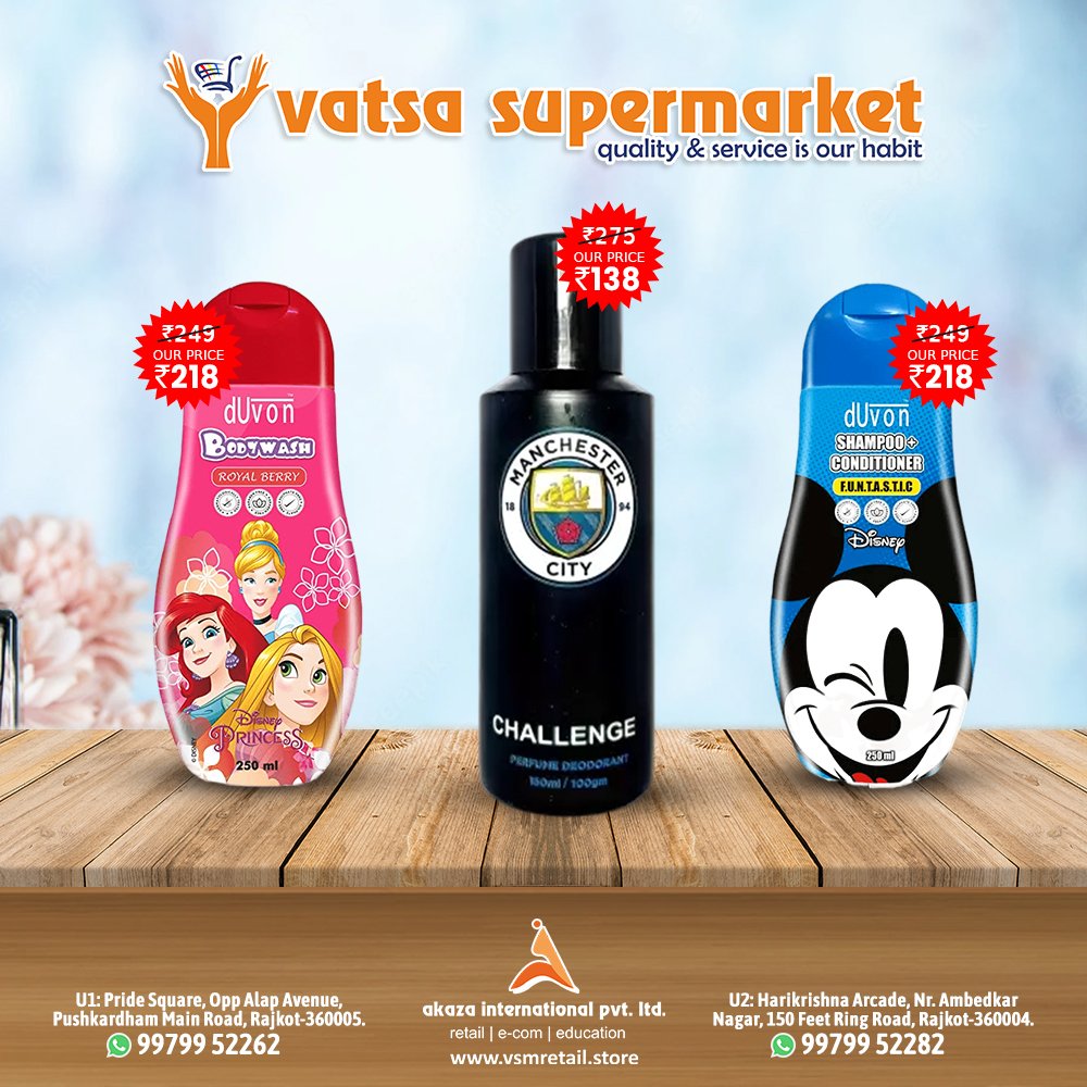 VatsaSupermark1's tweet image. Try a new shampoo with conditioner products from Vatsa Supermarket this Winter season.
.
U2: Harikrishna Arcade, Nr. Ambedkar Nagar, 150 Feet Ring Road, Rajkot- 360004
📞 +91 9879271787
.
#vatsa #supermarket #groceryshopping #sankrantispecial #grocerydelivery #grocerydelivery