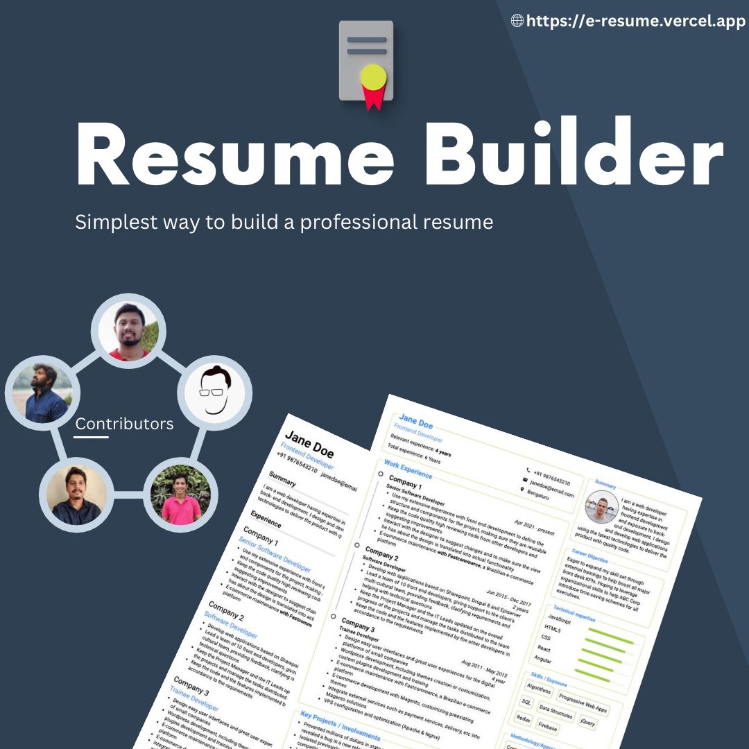 gopalmagesh's tweet photo. Hey Everyone, 

Create a professional single-page resume using our resume builder.

Developers can help the resume builder by creating templates or fixing bugs, etc.

Share this with your job-seeking friends about it

#reactjs #javascript #frontendS #fresher #webdev #technology https://t.co/fmMajYjtn0