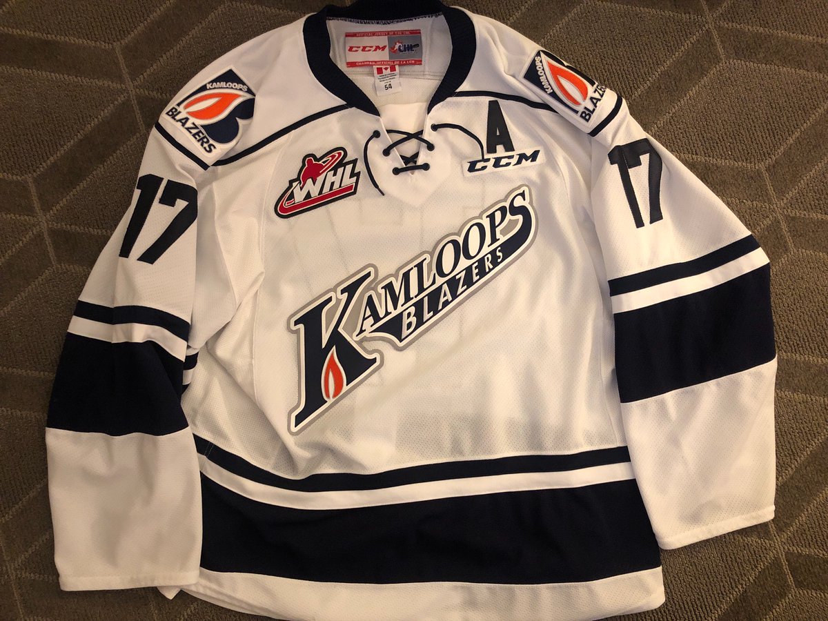dialis's tweet photo. Kamloops Blazers game worn jersey. Worn by Brodi Stuart in the 19/20 WHL season. #whl #chl #kamloopsblazers #gameworn #nhl #blazershockey #dialis @dialis https://t.co/4Q8lcWb4rt
