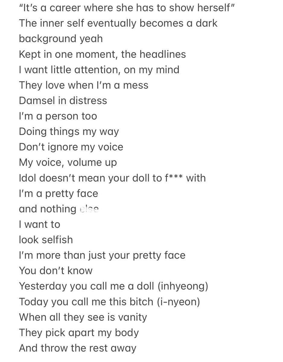 I ≠ DOLL by HUH YUNJIN (rough translation)

STREAM IDOLL NOW
#HUHYUNJIN_IDOLL
<a href="/le_sserafim/">LE SSERAFIM</a>