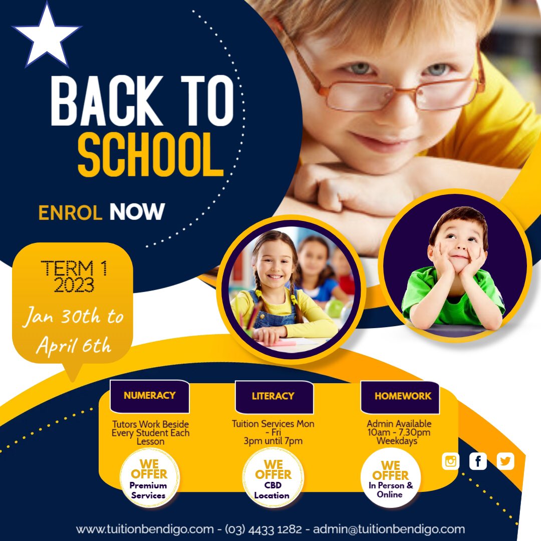 Welcome to the New Year 2023! Term 1 starts on Monday, the 30th of January. Our exceptional tutors and qualified teachers work beside every student, for the duration of every lesson! Both 'In Person' and 'Online' tutoring is available in Bendigo and throughout Victoria!