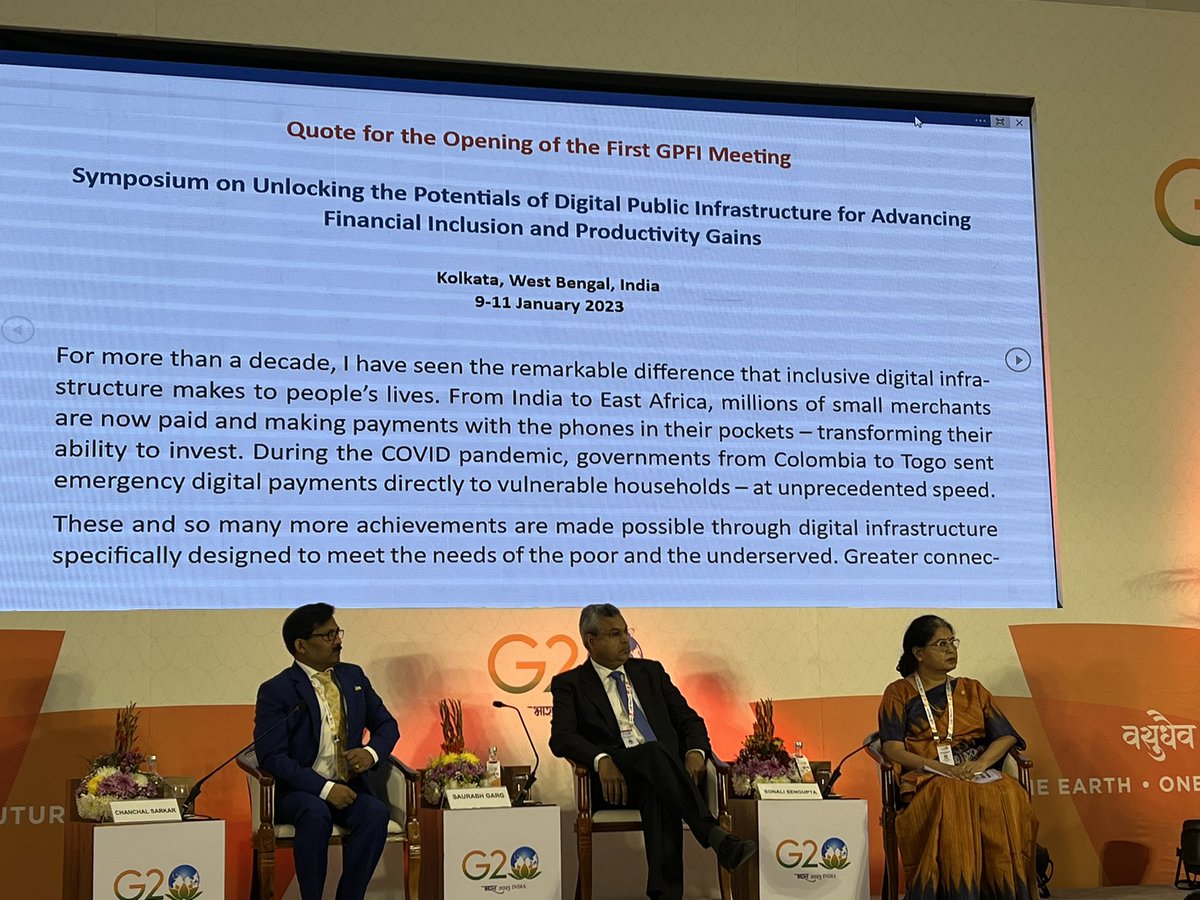 #G20 presidency of #India opens the first global partnership for #financialinclusion meeting of 2023, focus on the power of digital public infrastructure to uplift the vulnerable members of society #Kolkata