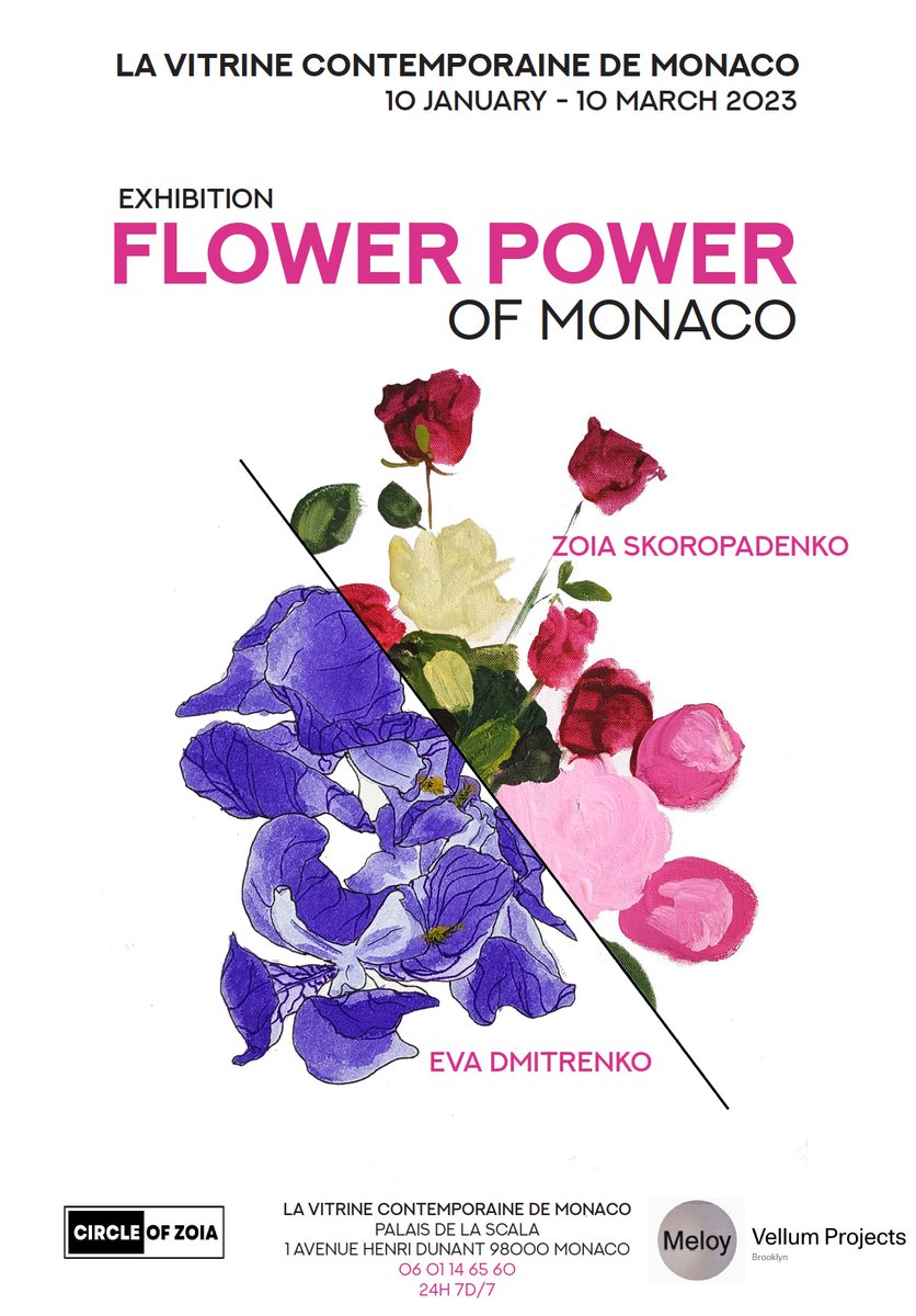 zoiaskoropadenk's tweet photo. From Tuesday 10 January 

@eva_dtrenko @themeloyart

 #monaco #artists #art #monacoart #artistsofmonaco #exhibition  #uniqueexhibition #circleofzoia #themeloy #contemporaryart  #zoiaskoropadenko #FlowerPower https://t.co/zdLZSsUrwX