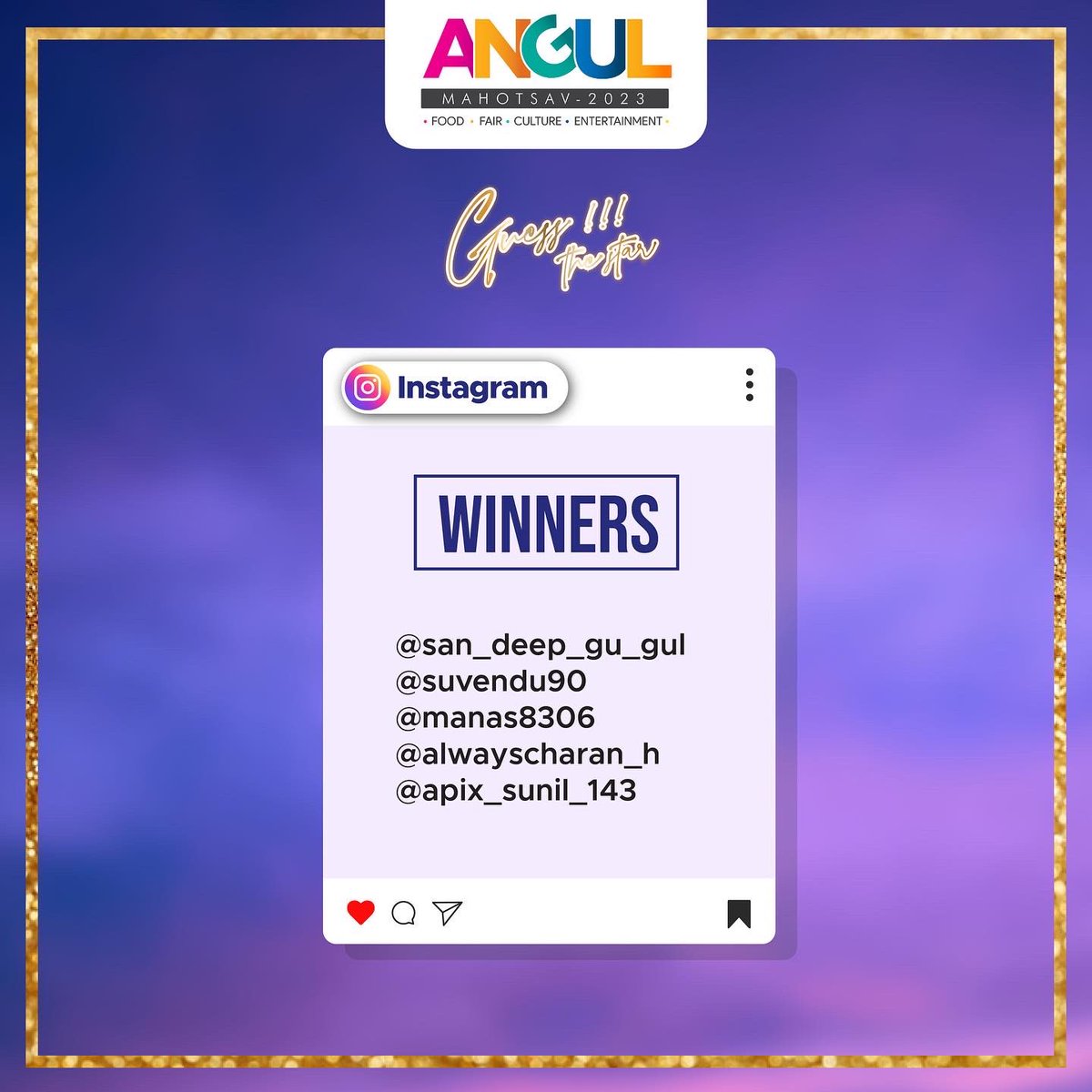 #GuessTheStar
Congratulations winners !!
Pass collection Details to be shared on 16th Jan 
 #KeepGuessing
#angulmahotsav2023 #amazingangul #angul