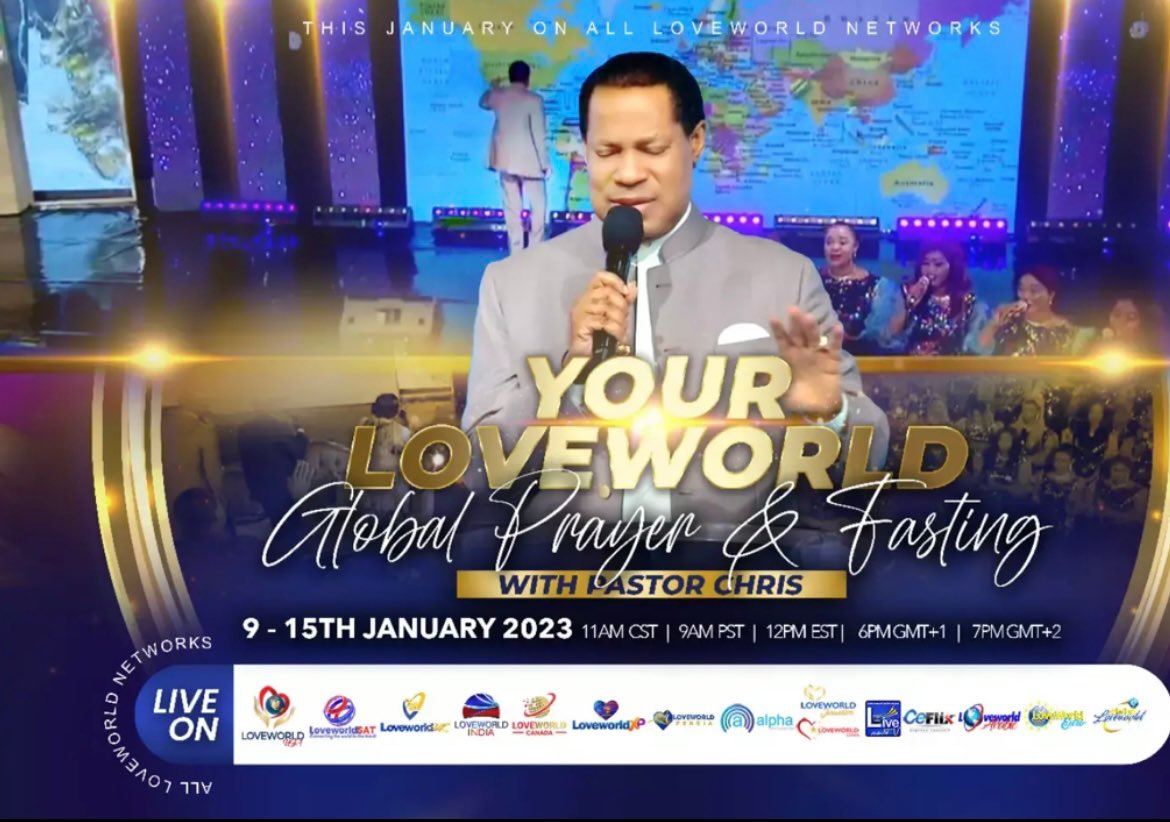 cewaterfront's tweet photo. We are in for a glorious time of Prolific Changes!
Global Prayer & Fasting starts today, Monday 9th of January 2023 to Sunday the 15th of January 2023.
Powerful time with our man of God, Pastor Chris.
ARE YOU READY?
#cewaterfront
#cesazone4 https://t.co/2XDOefj9AP