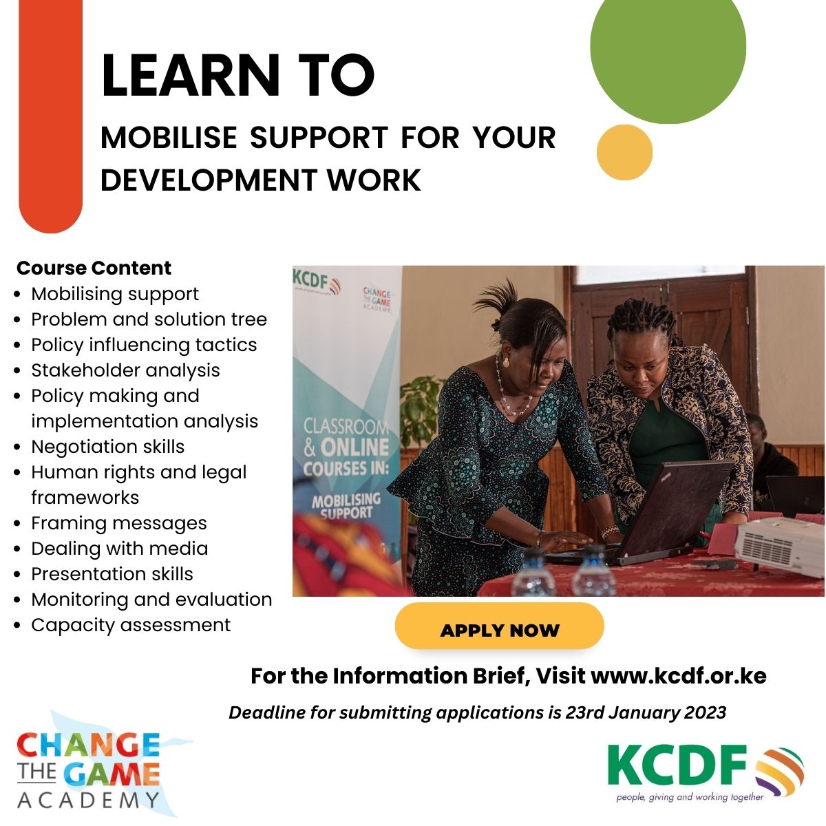 KCDF's tweet photo. CALL FOR APPLICATIONS: Advocacy and Policy Influencing Training (1/1) https://t.co/Mcgj6BBRme