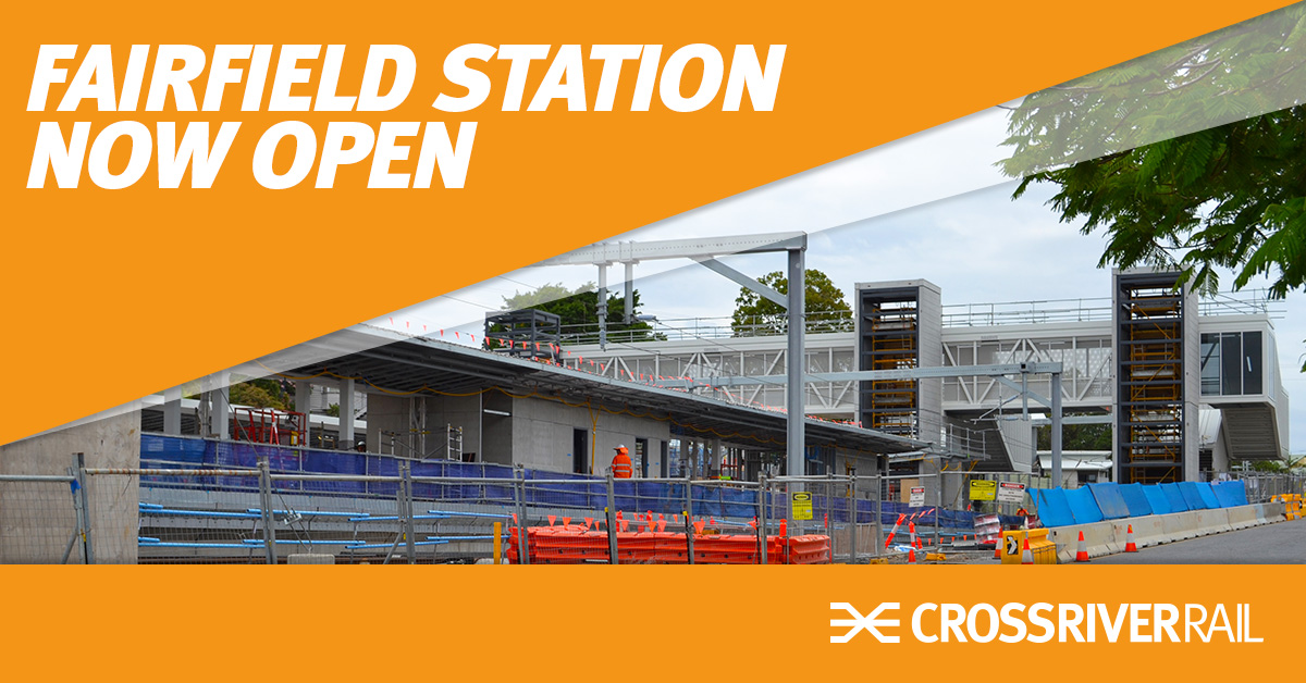 ⚠️ FAIRFIELD STATION REOPENS ⚠️
Fairfield station has reopened to customers today. Some construction activities will continue until late-2023, with permanent station facilities opening in stages. 
For more information on changes to Fairfield station, visit bit.ly/3KgR17y