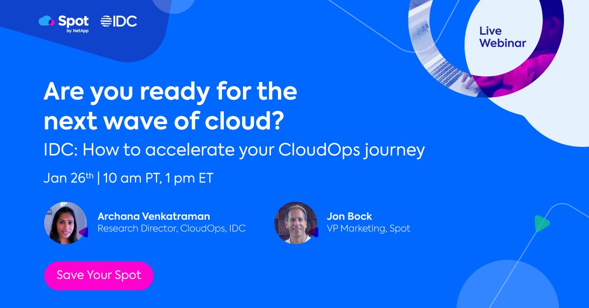 NetAppDACH's tweet image. Verpassen Sie nicht @archanatweets von @IDC am 26.01. und lernen Sie mehr über die Forschung zur #Cloud-Einführung, geschäftliche Herausforderungen und wie Sie sich noch besser vorbereiten.

Registrieren Sie sich hier: ntap.com/3X6yl1X

#SpotbyNetApp #IDC #CloudOps