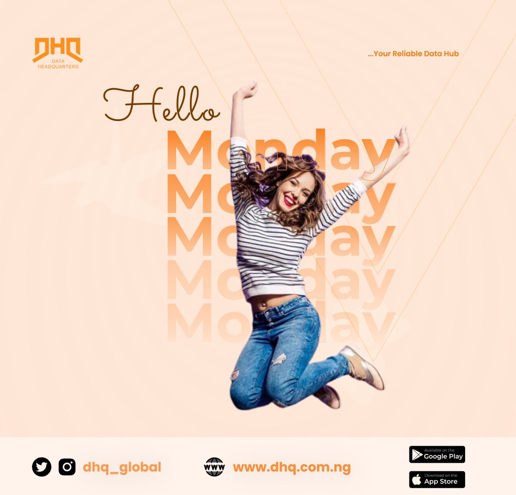 It’s Monday , Don’t forget to get in touch with us @ dhq.com.ng 

🚨 Data 
🚨 Airtime 
🚨 Cable Subscription 
🚨 Electricity bill payment 

#Airtel #Mtn #SMEdata #MondayMotivation #giveaway #dhq #asiwaju #London #chelsea #wizkidfc #davido #internet #twitter