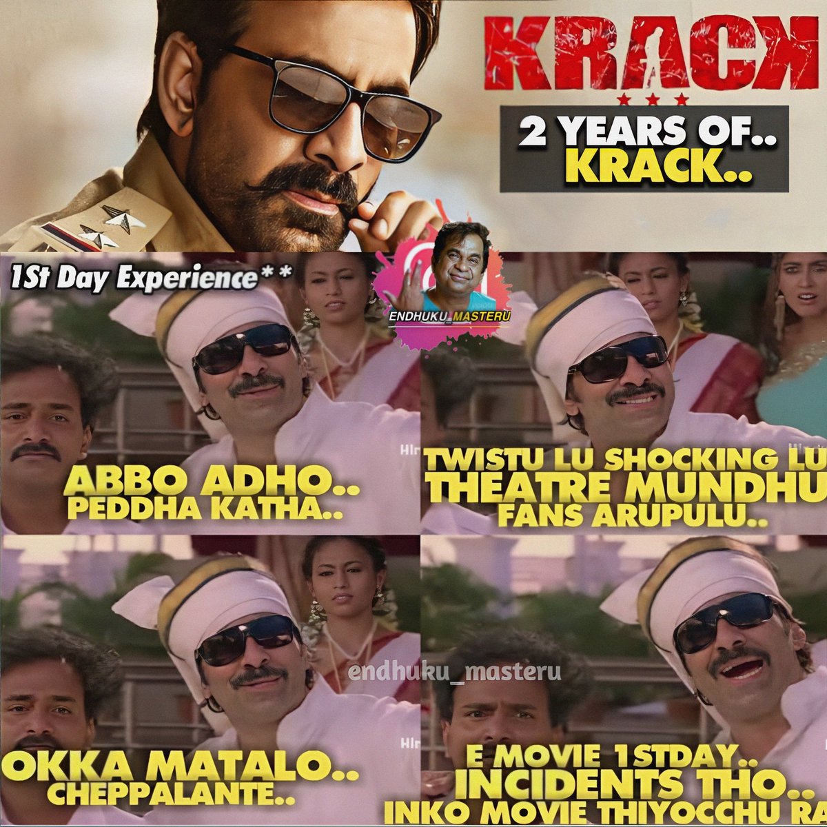 endhuku_masteru's tweet photo. అమ్మో Krack 1st Day Matram Jivitamlo Marchiponi Roju 😄😄 Ma Frnds Aithe Assalu Marchiporu 🤣😜
#2yearforkrack
.
#Dhamaka
#krackingblockbuster #krack #Krack #krackonjan9th #krackmovie https://t.co/r4gkWRyMZ8